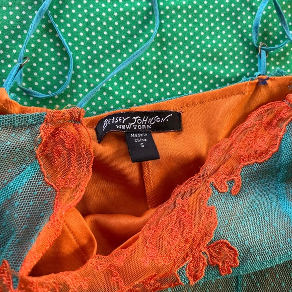 Betsey Johnson Turquoise and Orange Lace Dress - Picture 7 of 8